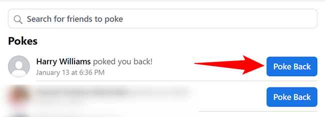 Click "Poke Back" next to a friend's name.