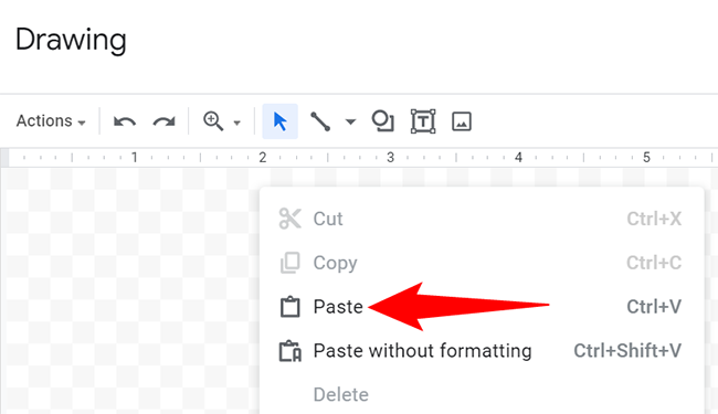 Right-click on the canvas and choose "Paste."