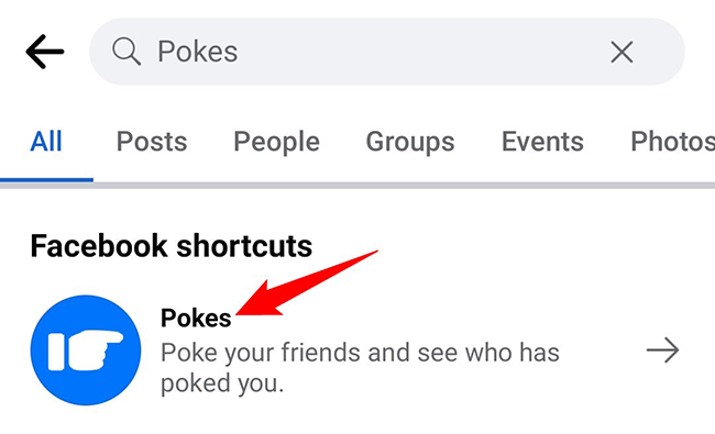 Tap the "Pokes" option.
