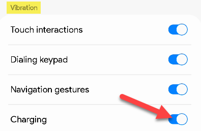 how to turn off vibration when plugging in charger How to Turn On/Off Charging sounds and vibration [Android 14] main image 1