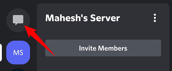 Tap "Direct Messages" on the left.