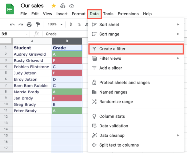 How to Filter or Sort by Color in Google Sheets