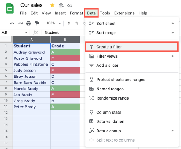 How to Filter or Sort by Color in Google Sheets