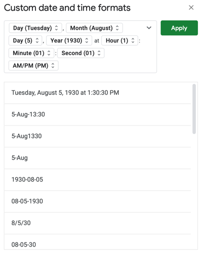 How to Create a Custom Date or Time Format in Google Sheets