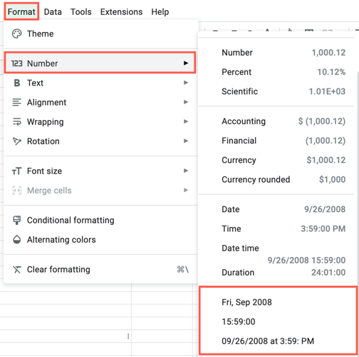 How to Create a Custom Date or Time Format in Google Sheets