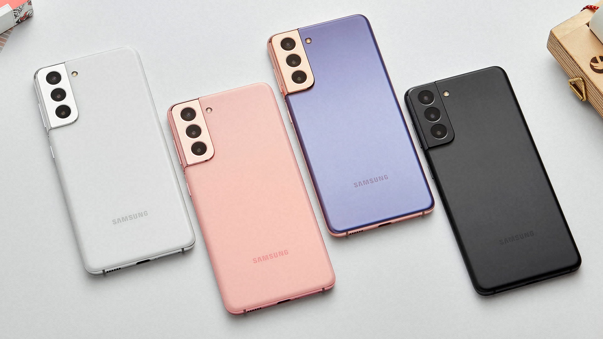 Samsung Galaxy phones on a table.