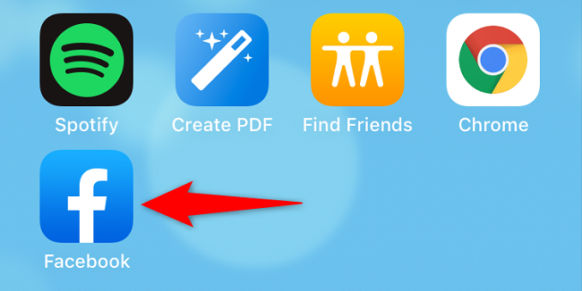 Tap and hold on the Facebook app.
