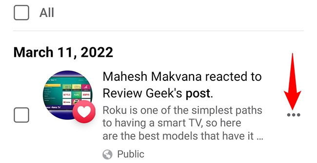 Tap the three dots next to a post.