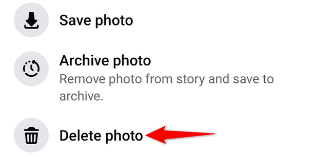 Tap "Delete Photo" in the menu.