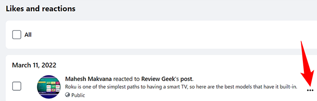 Select the three dots next to a post.