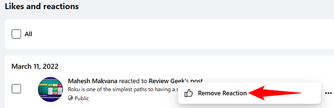 Choose "Remove Reaction" from the menu.