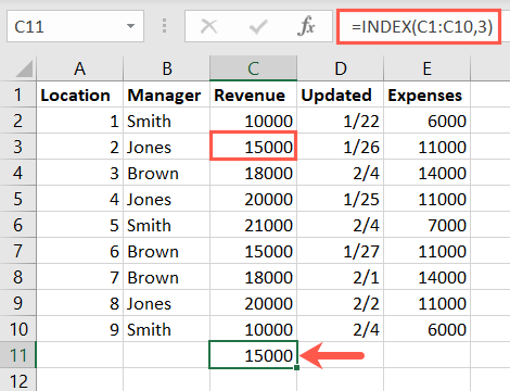 How to Find Values With INDEX in Microsoft Excel