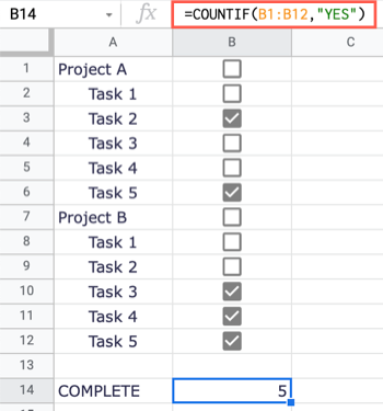 COUNTIF using a custom value in Google Sheets