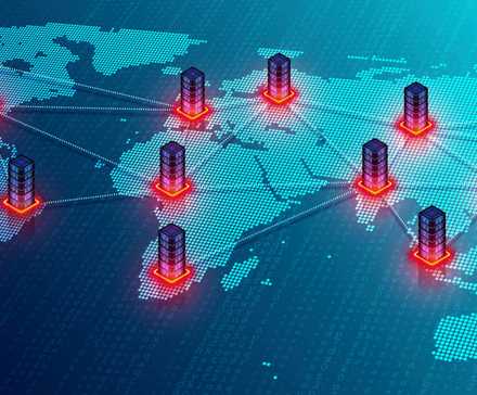 Серверы, соединённые по всему миру.