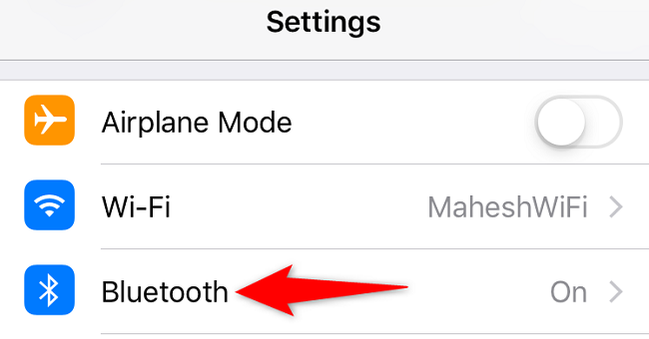 Tap "Bluetooth" in Settings.