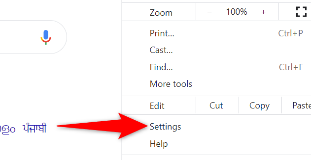Choose "Settings" from the menu.