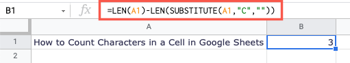 LEN with SUBSTITUTE for counting specific characters