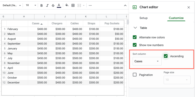 How to Make a Table in Google Sheets Using a Table Chart
