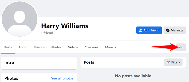 Select the three dots on the profile page.