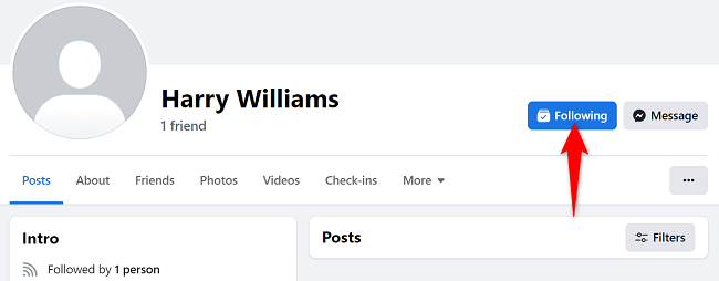 Select "Following" next to the person's name.