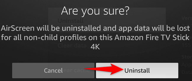 Choose "Uninstall" in the prompt.