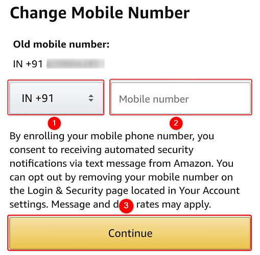 Enter the phone number and tap "Continue."