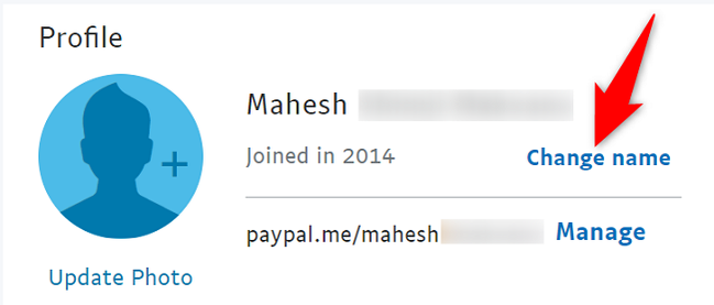 Choose "Change Name" next to the current name.
