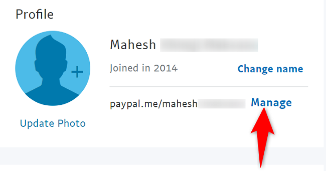 Select "Manage" next to the current link.