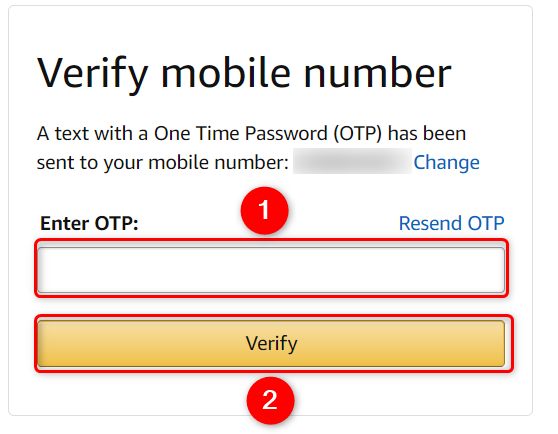 Enter the code and select "Verify."