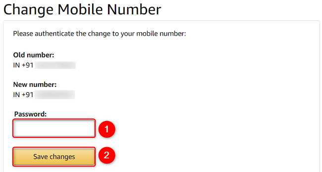 Enter the Amazon password and click "Save Changes."