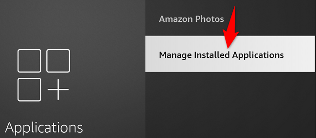 Select "Manage Installed Applications."