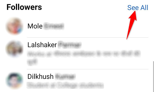 Select "See All" next to "Followers."