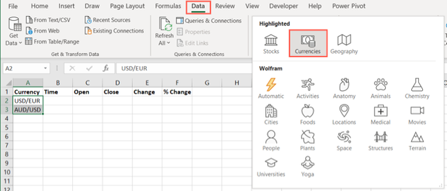 Excel Code Types How to Get Currency Exchange Rates in Microsoft Excel