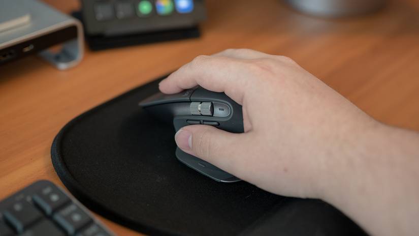Logitech MX Master 3S's ergonomic design in a person's hand