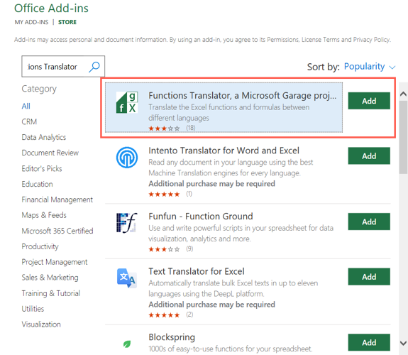 How to Translate Formulas in Microsoft Excel