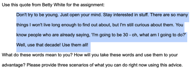 Selected text in Google Docs