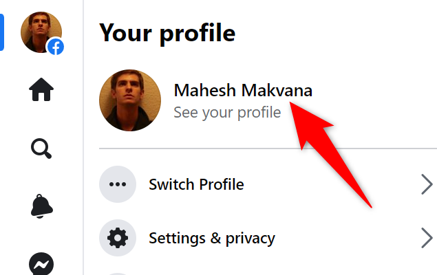 Select the profile in the top-left corner.