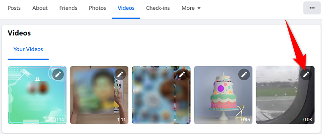Select the pencil icon in the video's top-right corner.