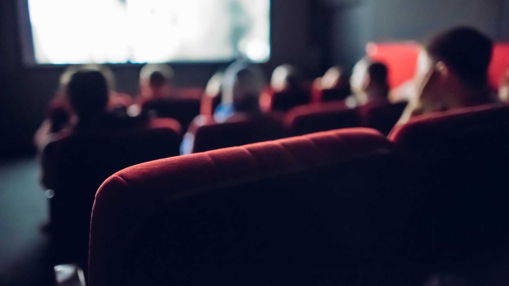 The interior of a movie theater.