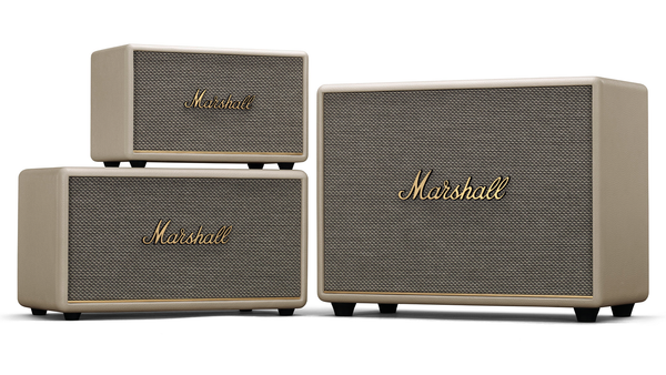 Marshall's third gen speakers in white.