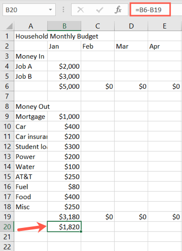 How to Make a Simple Budget in Microsoft Excel
