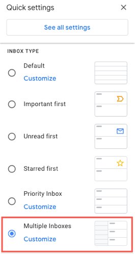 Multiple Inbox setting in the sidebar