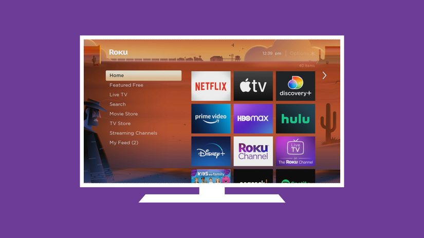 Экран Roku TV.