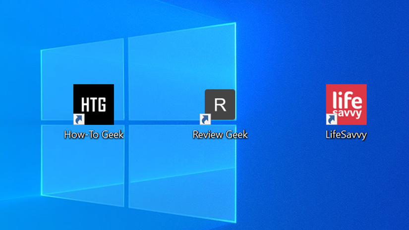 Three website shortcuts on the Windows desktop.