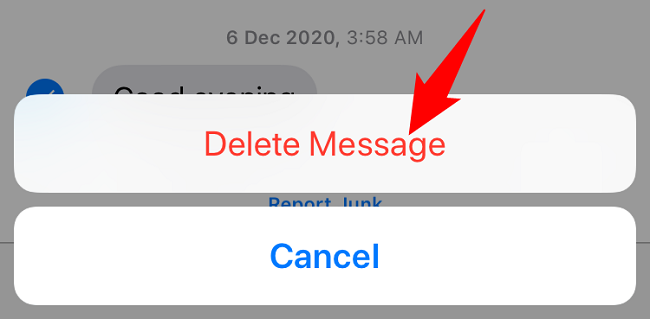 Choose "Delete Message" in the prompt.