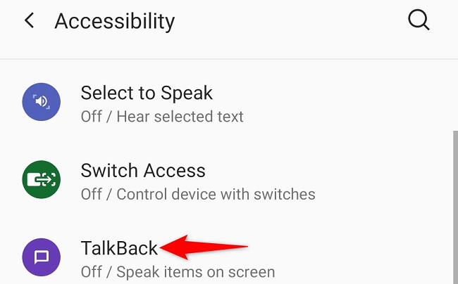 Select "TalkBack."