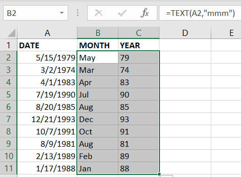 How to Get the Month or Year From a Date in Microsoft Excel