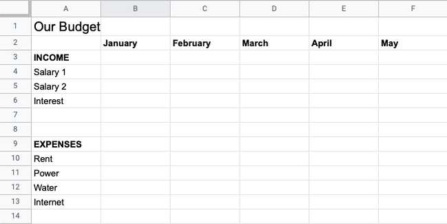 How to Make and Share a Household Budget in Google Sheets