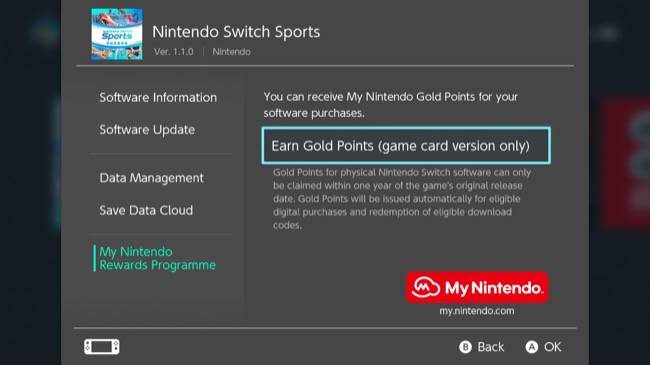 Earn points from Nintendo Switch cartridge