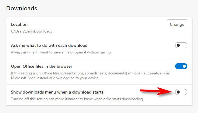 How to Disable the Downloads Menu Pop-up in Edge
